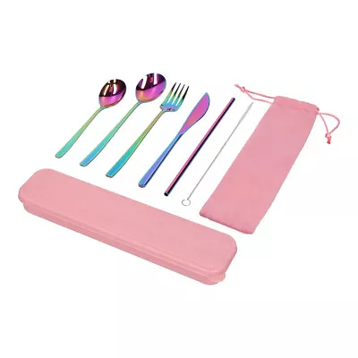 8Pcs Portable Stainless Steel Travel Cutlery Set Different Colors • £8