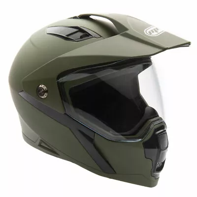 Helmet Dual Sport Off Road Motorcycle Dirt Bike ATV Flip Up Visor Green (Medium) • $70.90