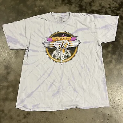 Van Halen Womens Graphic Purple Tie Dye Short Sleeve T-Shirt Size M/L • £15.05
