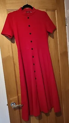 Vintage Red Dress Style 1940s Ww11 Civilian Wartime Tea Size 14 Boohoo • £14.99