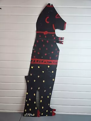 RA Miller Black Dog/Devil Painting Metal Cut Out Outsider Art Folk Art 36.5 Tall • $450