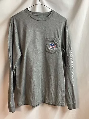 Vineyard Vines Long-Sleeve Hockey Whale Pocket Gray T-Shirt Cotton Small • $9.99