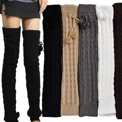 £5.99 • Buy New Women Ladies Winter Warm Leg Warmers Cable Knit Knitted Crochet Long Socks
