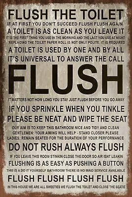 £4.99 • Buy Toilet Rules Home Sweet Home Vintage Retro Style Metal Sign, Humorous, Funny