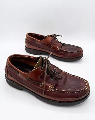 Vintage L.L. Bean 0FCG8 Mens Brown Leather Boat Casual Lace Up Shoes Size 9 D • $44.99