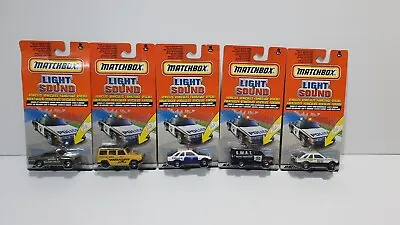 VINTAGE Matchbox Light & Sound Lot 5 Police Military Taxi SWAT Mercedes • $80