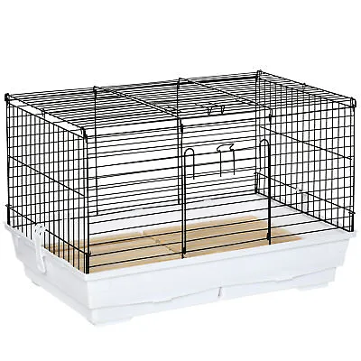 PawHut Small Pet Cage Indoor Rabbit Guinea Pig House W/ Wood Floor Trays • £38.99