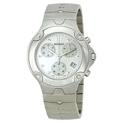 Movado $1695 Men's Sports Edition Silver Chronograph Date Swiss Watch 0604769 • $693.42