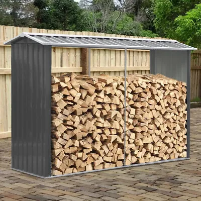 Black Outdoor Log Store Firewood Rack Metal Tool Storage Shed Shelter Cabinet UK • £105.95