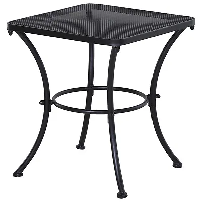 Outsunny 45cm Square Metal Outdoor Patio Bistro Table Coffee Desk Black • £27.99