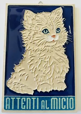 Attenti Al Micio / Beware Of The Kitten 6 X 4 Inch Tile .Made By Hand In Italy • $19.99