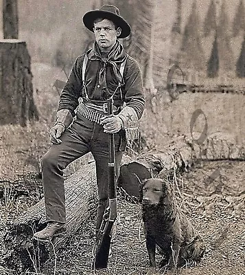 Antique Hunting Repro 8x10 Photo Canadian Hunter Marlin Lever Action  Rifle Dog • $11.99