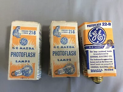 Vintage Lot 3 GE Photoflash Bulbs Synchro-Press 21-B 22-B • $4.95