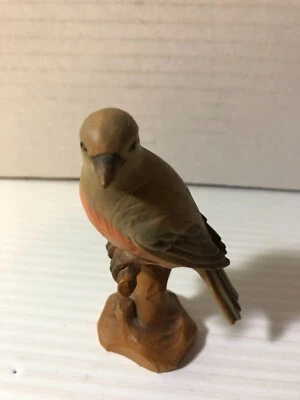 $89.99 • Buy Vintage ANRI Of Italy HAND CARVED Wood Bird Red Breasted ROBIN 3 3/4 