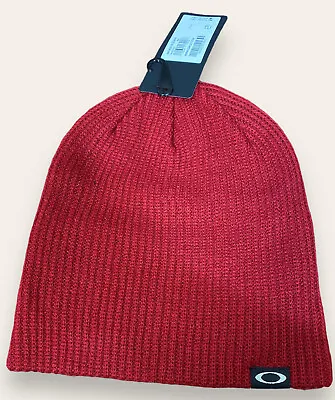 Oakley Mens Backbone Beanie Knit Hat Iron Red Adult One Size Ribbed Cap New OS • $14