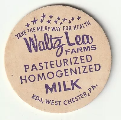 Milk Bottle Cap. Waltz Lea Farms. West Chester Pa. Dairy • $3.49