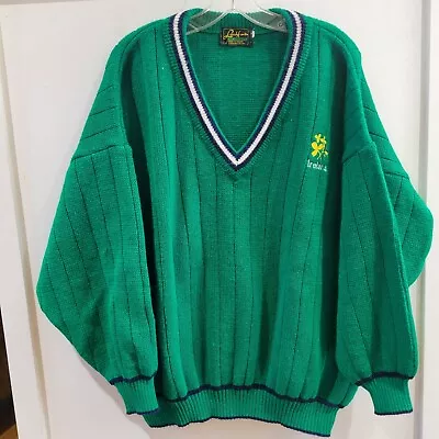 Vintage Latchfords Of Ireland Irish Vneck Sweater Kelly Green Size XL  • $22.99