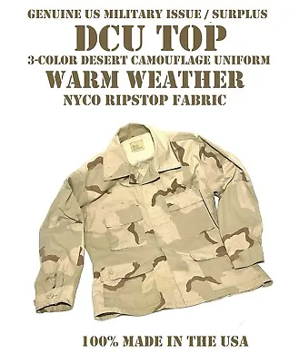 Vgc Us Military Men's L-reg Dcu Warm Weather Coat Shirt Top Desert Camo Uniform • $18.95