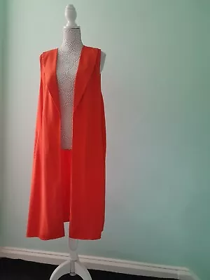 River Island Orange Open Back Longline Waistcoat With Pockets • £7