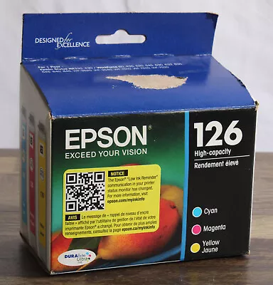 SEALED Epson 126 Color Ink Cartridges 3-Pack Cyan Magenta Yellow High Capacity • $27.99