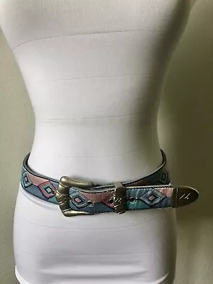 Women’s Vintage Belt￼ 1980s Western Pastel Southwestern Diamond Pattern Nuovo 11 • $24