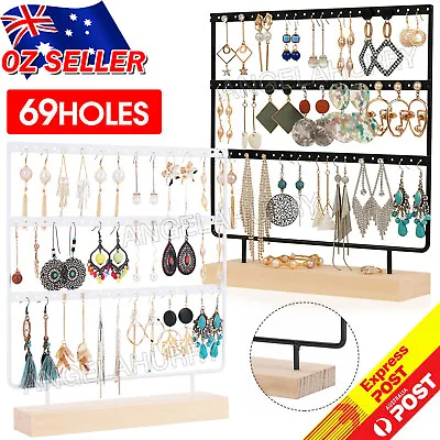 3Layer Wooden Earring Display Stand Holder Jewelry Necklace Rack Organizer NEW • $15.98
