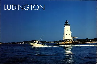 Vintage Michigan MI Speed Boat Passes Ludington Light House  • $4.98