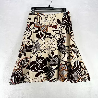 Metro Wear Skirt Womens Medium Beige Brown Floral Linen Blend Woven Work Casual • $8.40