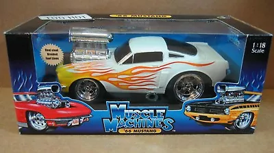 Muscle Machines 1966 Mustang White Car Real Braided Steel Line Die Cast 1:18 NEW • $59.99