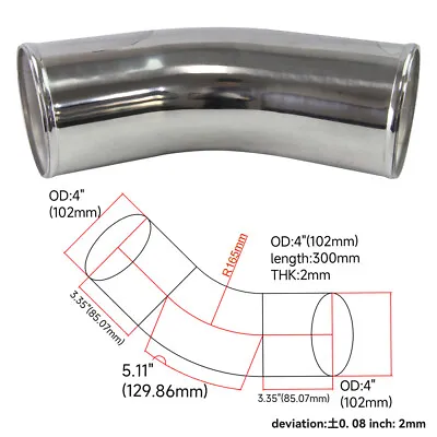 Universal 102mm 4  Inch 45 Degree Aluminum Turbo Intercooler Pipe Piping Tubing • $38.35