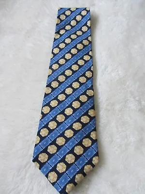 £4.99 • Buy Alberto Piano Mens Blue & Yellow Floral Pattern Silk Tie-Made In Italy