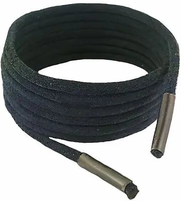 Shoe And Boot Laces Black 4 Mm Round Leather Heavy Duty Sizes 45 Cm-200 Cm • £4.50