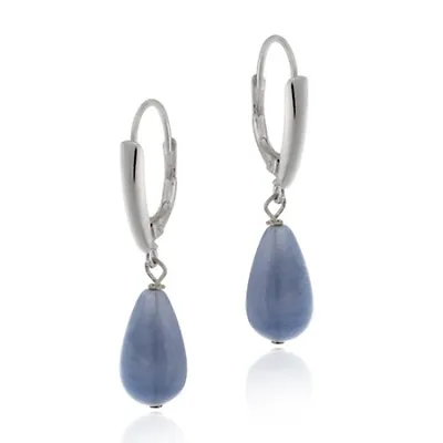 $9.99 • Buy 925 Silver Simulated Blue Agate Teardrop Leverback Earrings