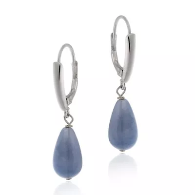 $9.99 • Buy 925 Silver Simulated Blue Agate Teardrop Leverback Earrings