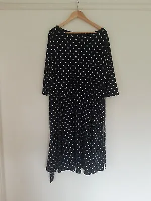 Ladies Wallis Blue And White Polka Dot Polyester Blend Dress With Belt Size 16 • £0.99