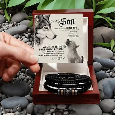 To My Son From Dad Boys Jewelry Gifts For Son Family Love You Forever Bracelet • $45.10