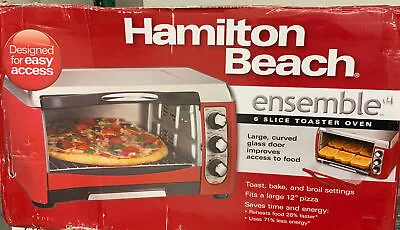 $54.99 • Buy ⚡️Hamilton Beach 6-slice Toaster Oven - Red 🆕 Distressed Box 🆕