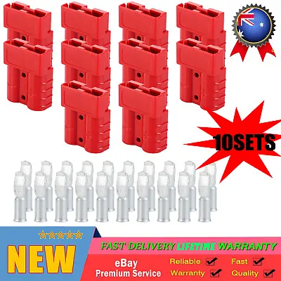 $16.99 • Buy 10Sets Anderson Style Plug Connectors 50 AMP 6AWG-10AWG 12-24V DC Power Tool RED