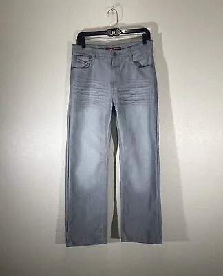 Old Skool Jeans Mens 30 Baggy Gray Denim Metallic Hip Hop Streetwear 30x30 • $18.71