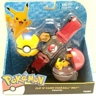 $21 • Buy Pokemon Pikachu TOMY Clip N' Carry Adjustable Poke Ball Belt 