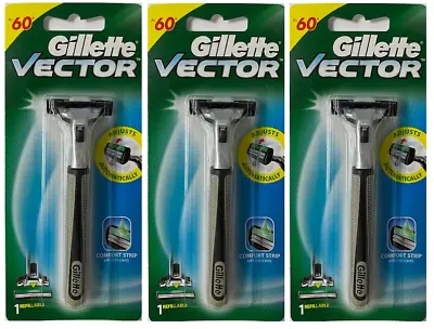 Gillette Vector Razor Handle - Holds All Atra Plus & Contour Blades (3 Pack) • $18.53