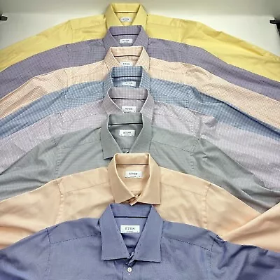 Lot Of 8 Eton Contemporary Men’s Dress Shirts Size 46/18 Long Sleeve Button Down • $129.99