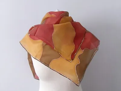 Vintage  Scarf 34 Inch Square  Brown Orange Tan Geometric • £5.50