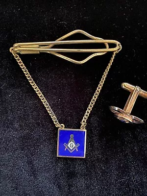 Freemason Tie Chain Vintage Masonic Tie Clip With Chain Formal Wear Cufflink • $13.50