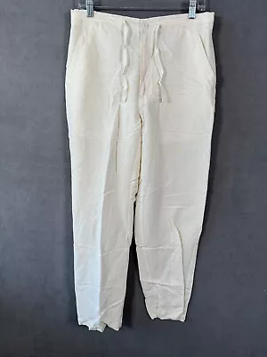 Cubavera Pants Adult Medium Straight Leg Linen Blend White Beach Comfort Mens • $16.99