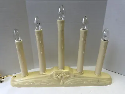 Christmas Window Candles 5 Electric Lights Plastic Drip Candelabra Works Vintage • $19.99