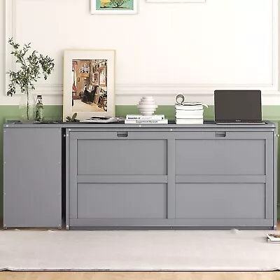 Queen Size Murphy Bed With Rotable Desk-（Gray） • $668