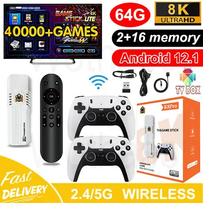 40000+ 4K HDMI TV Game Stick 64G Retro Gaming Console W/ 2 Wireless Controller • $78.99