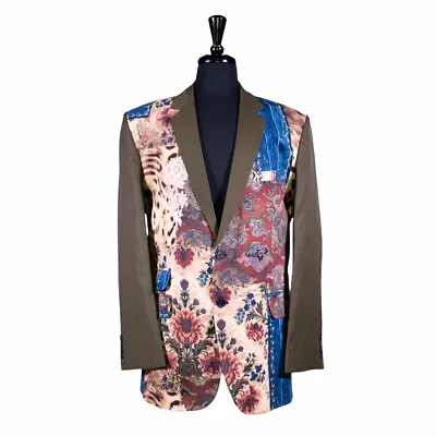 Mens Blazer Multicolor Floral Western Dress Formal Jacket Wedding Sport Coat 44R • $149.99