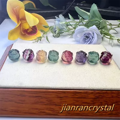 5pcs Natural Fluorite Hand Carved Quartz Mini Crystal Roses Skull Reiki Healing • $16.99